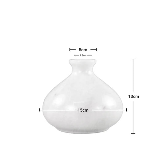 Marble Black Earthen Vase 13cm - White