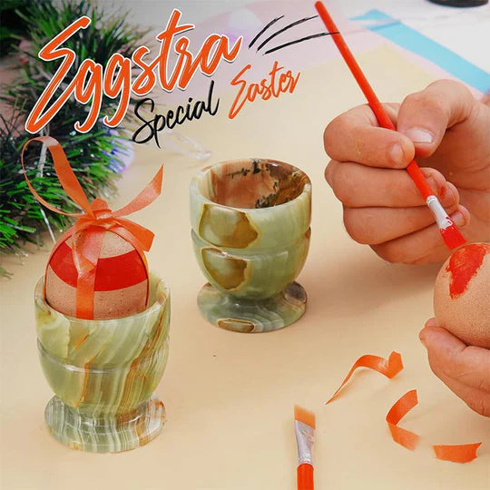 Marble Egg Cups Set - Green