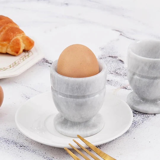 Marble Egg Cups Set - White