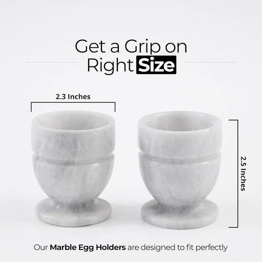 Marble Egg Cups Set - White