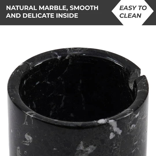 Marble Handmade Salt Cellar with Tray - White & Black