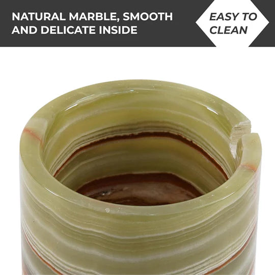 Marble Handmade Salt Cellar with Tray - White & Green