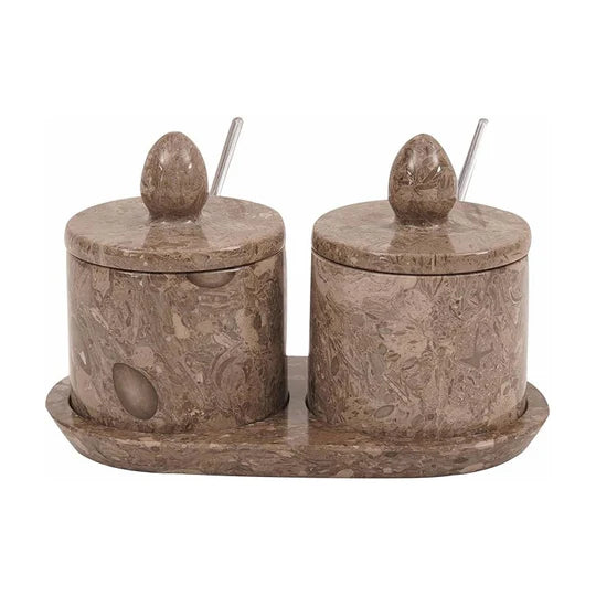 Marble Salt Cellar with Tray - Grey