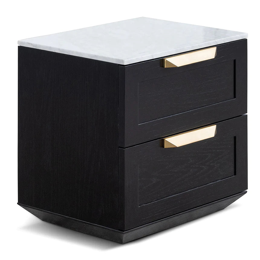 Marble Top Wooden Side Table 48cms - Black