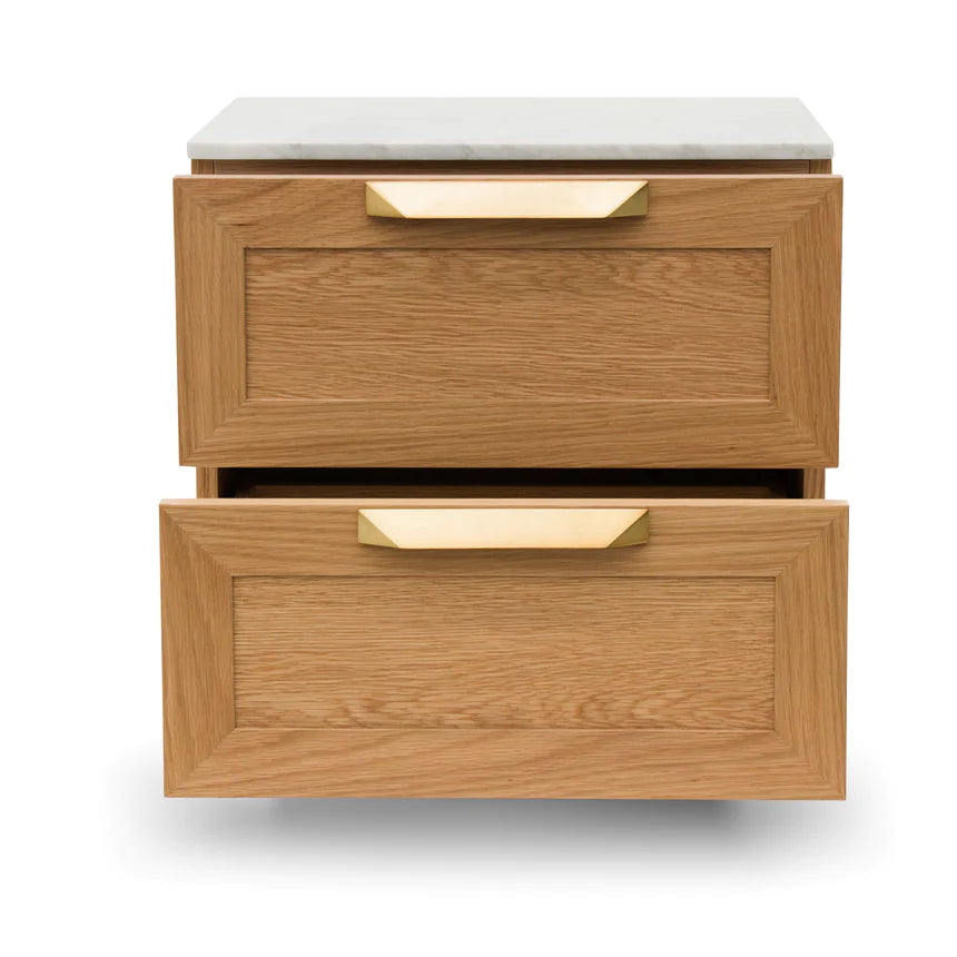 Marble Top Wooden Side Table 48cms - Natural