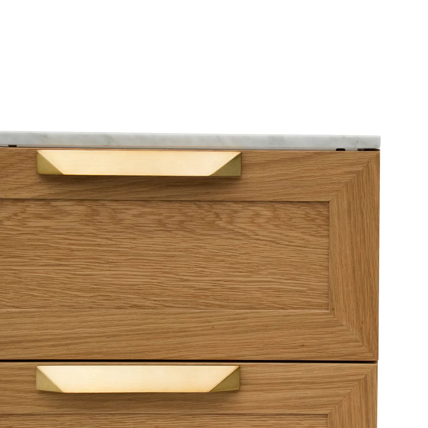 Marble Top Wooden Side Table 48cms - Natural