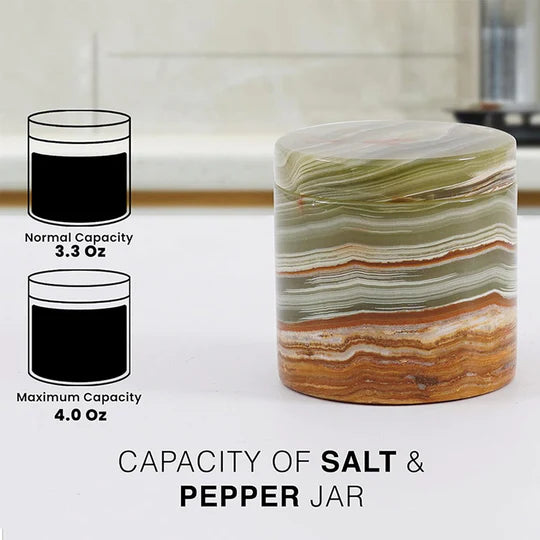 Marble Handmade Salt Cellar with Tray - Black & Green