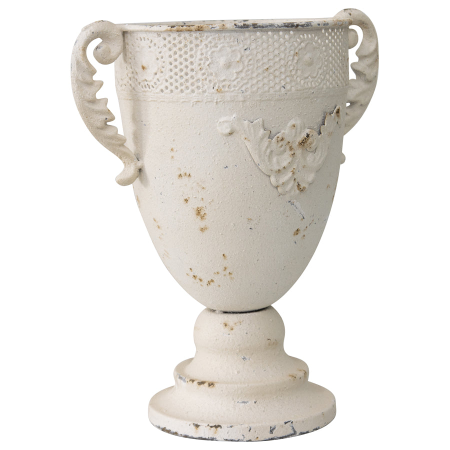 Martinique Aged Fleur Embossed Urn - 21x17x28cms