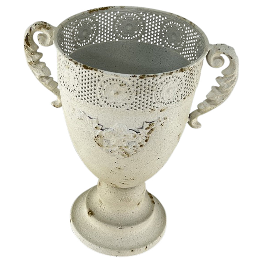 Martinique Aged Fleur Embossed Urn - 21x17x28cms