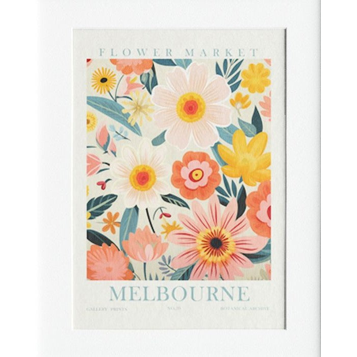 Melbourne Flower Market Mounted Print Wall Decor - 40x50cms