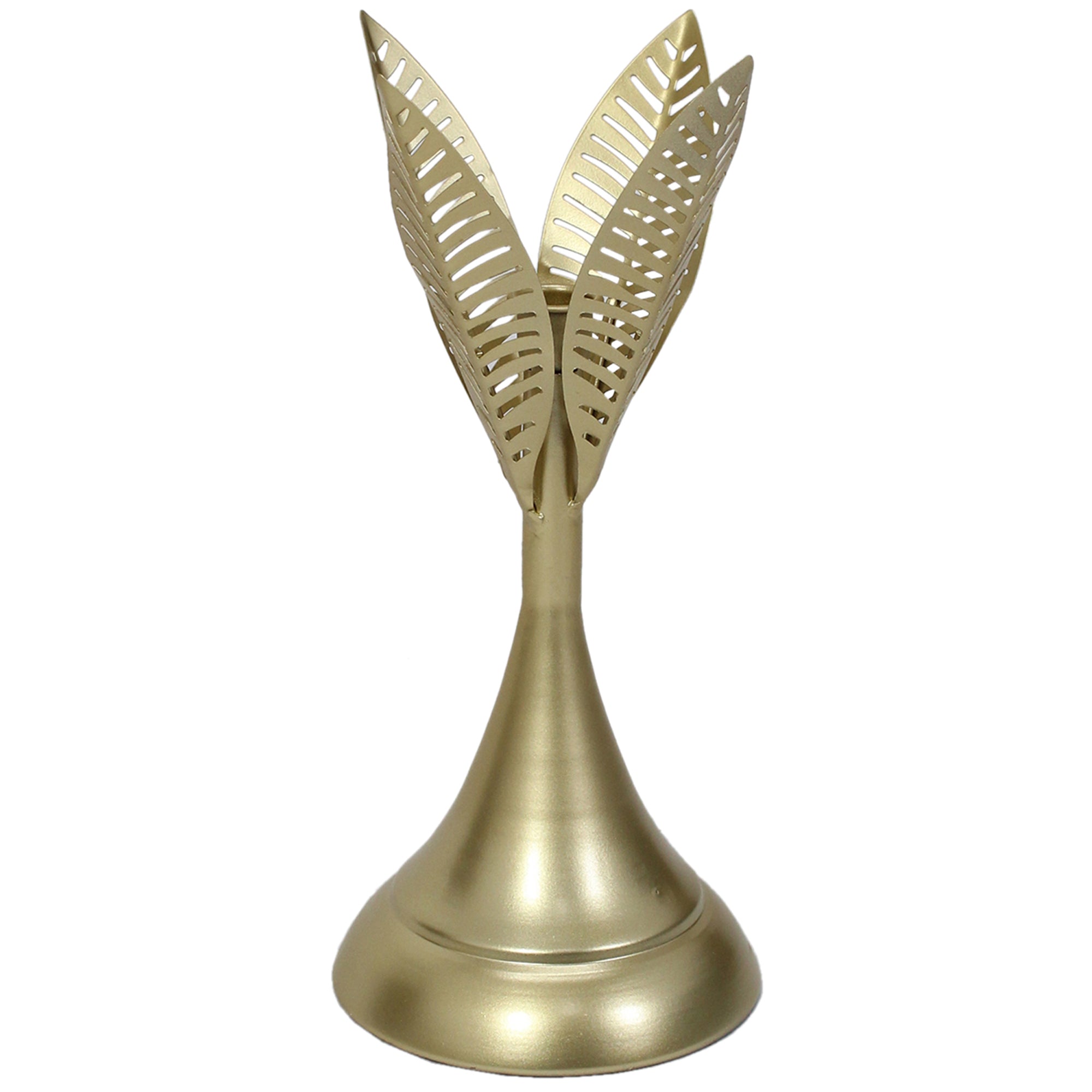 Metal Aura Leaves Taper Candleholder - 32cms