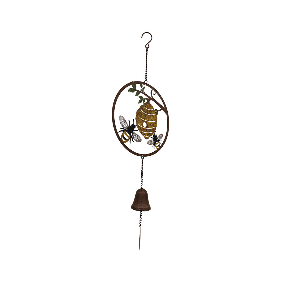 Metal Bee Laser-Cut Hanging Bell - 65cms