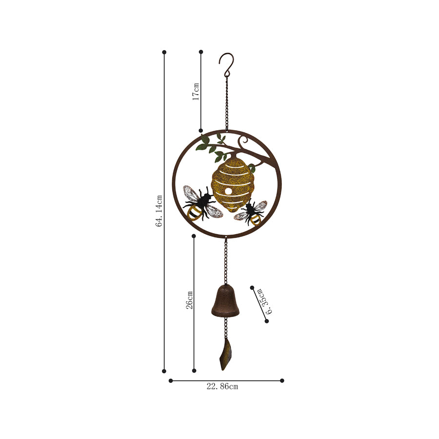 Metal Bee Laser-Cut Hanging Bell - 65cms