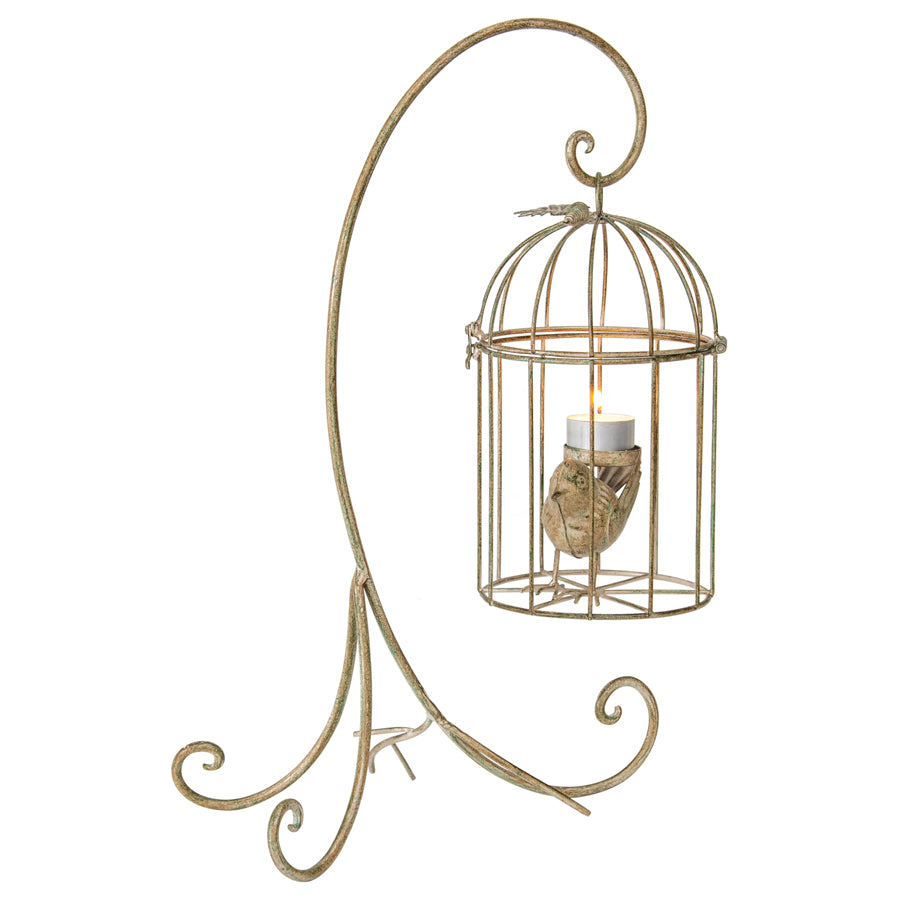 Metal Birdcage on Stand Candleholder