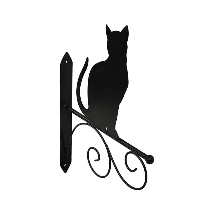 Metal Cat Silhouette Wall Hook Bracket 35cms