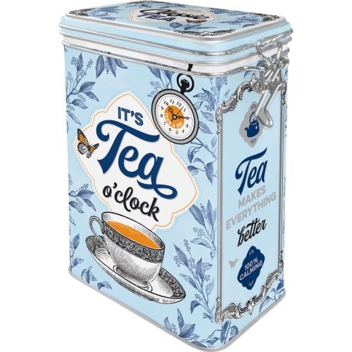Metal Clip Top Tin Storage Box - Classic Tea