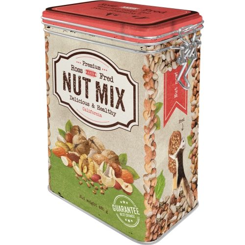 Metal Clip Top Tin Storage Box - Nut Mix