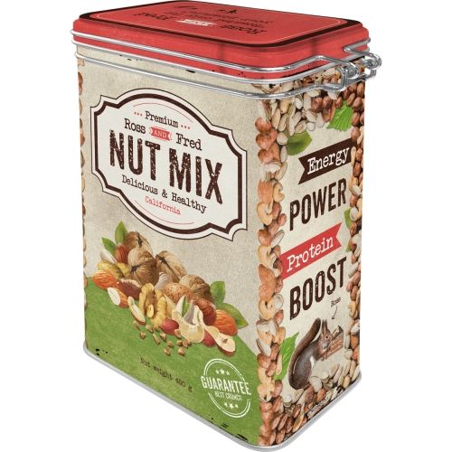 Metal Clip Top Tin Storage Box - Nut Mix