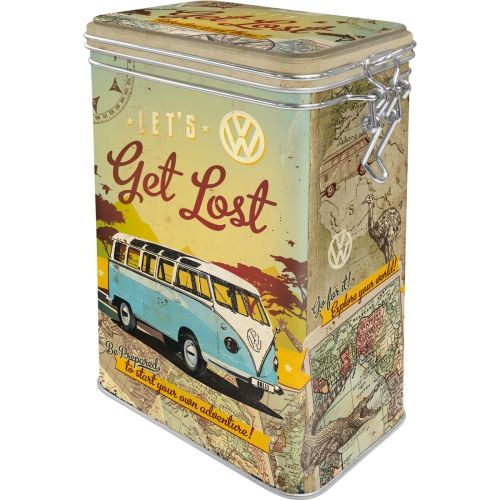 Metal Clip Top Tin Storage Box - VW Let's Get Lost