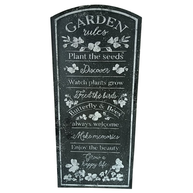 Metal Decorative Garden Rules Wall Sign 68cms