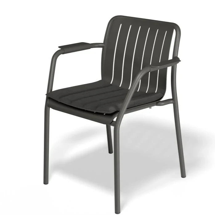 Metal Designer Black Outdoor Armchair With Cushion (Available in 2 colors)