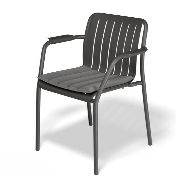 Metal Designer Black Outdoor Armchair With Cushion (Available in 2 colors)