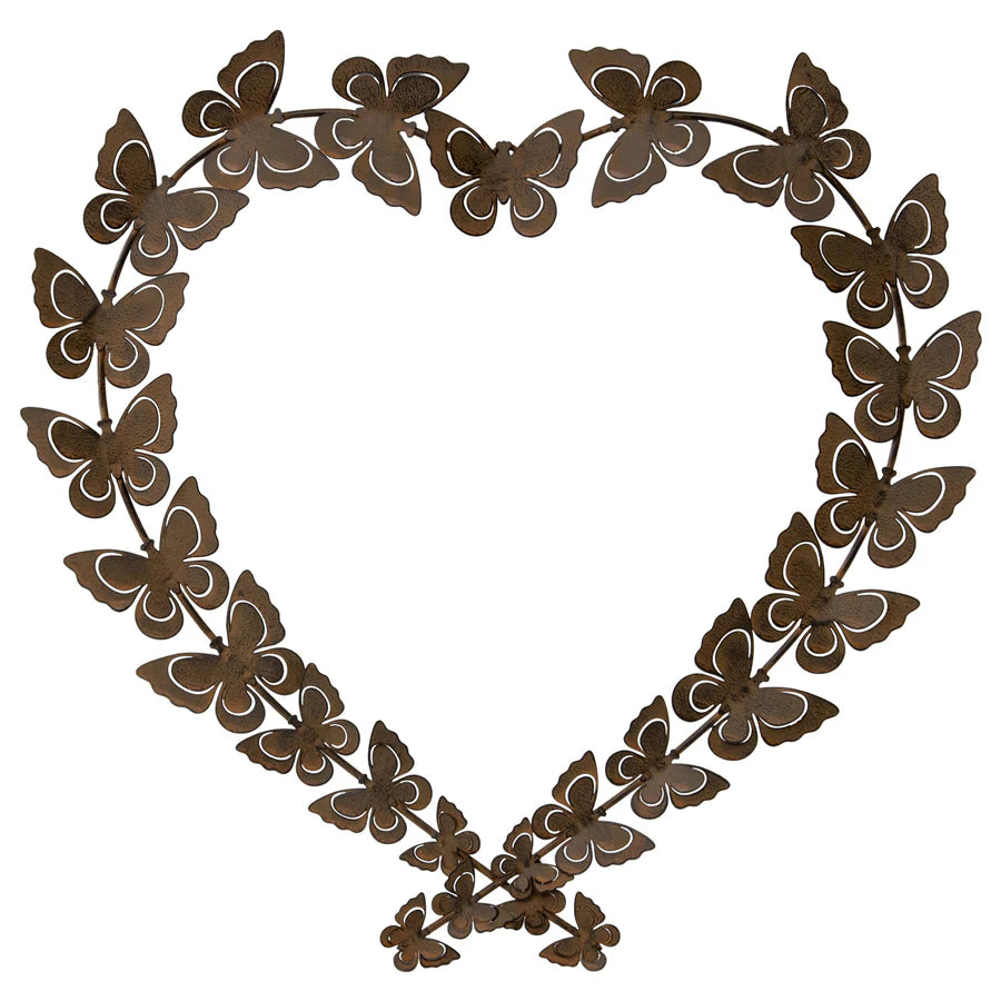 Metal Flutter of Butterflies on Heart Wall Art - 48cms