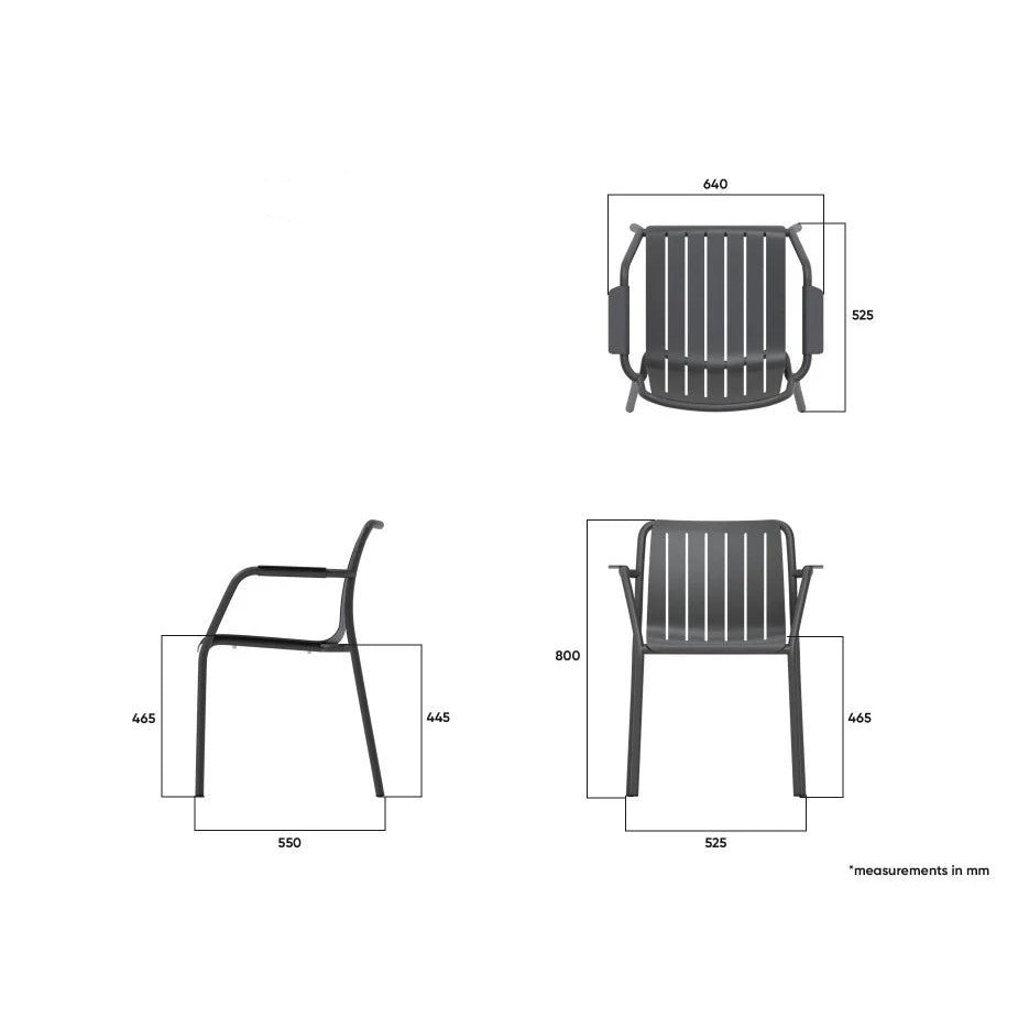 Metal Non-Padded Outdoor Dining Armchair (Available in 2 colors)