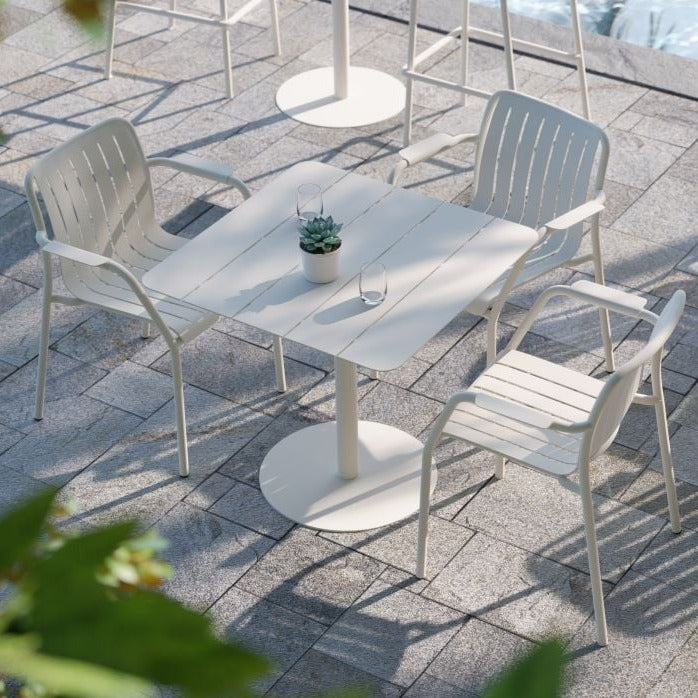 Metal Non-Padded Outdoor White Dining Armchair