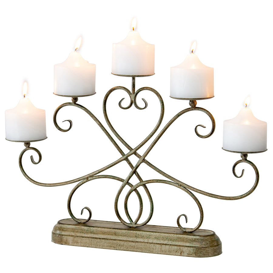 Metal Ornate Fleur Candelabra Centerpiece - 51×7.5x32cms