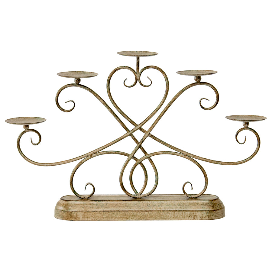 Metal Ornate Fleur Candelabra Centerpiece - 51×7.5x32cms