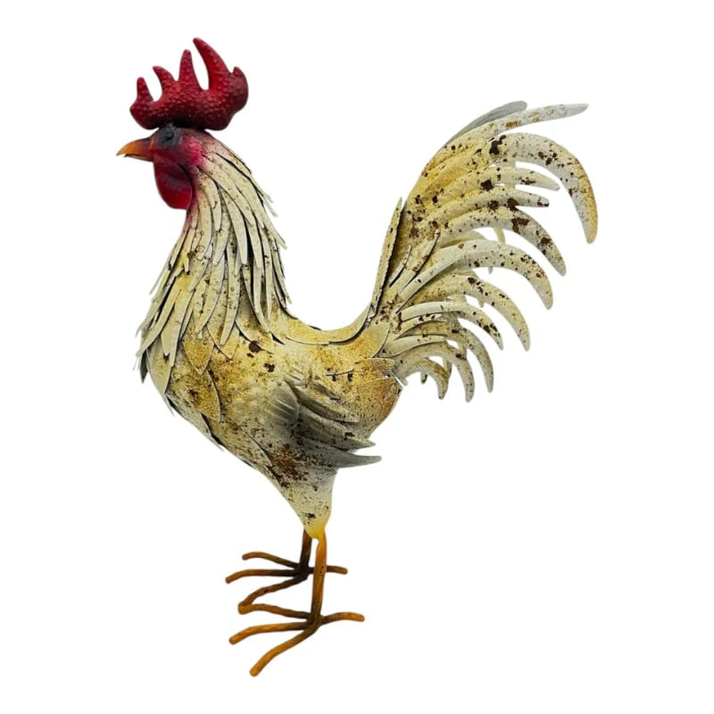 Metal Proud Rooster Garden Statue - 45cms
