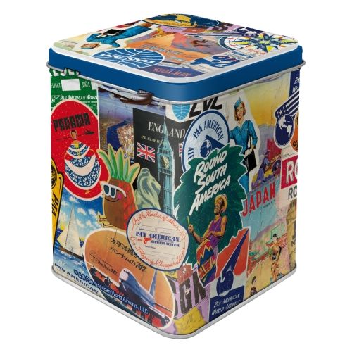 Metal Tin Storage Box - Pan Am Travel Collage