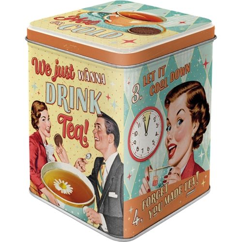 Metal Tin Storage Box - Tea & Cookies Together