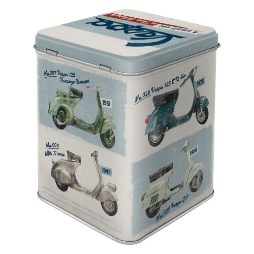 Metal Tin Storage Box - Vespa Model Chart