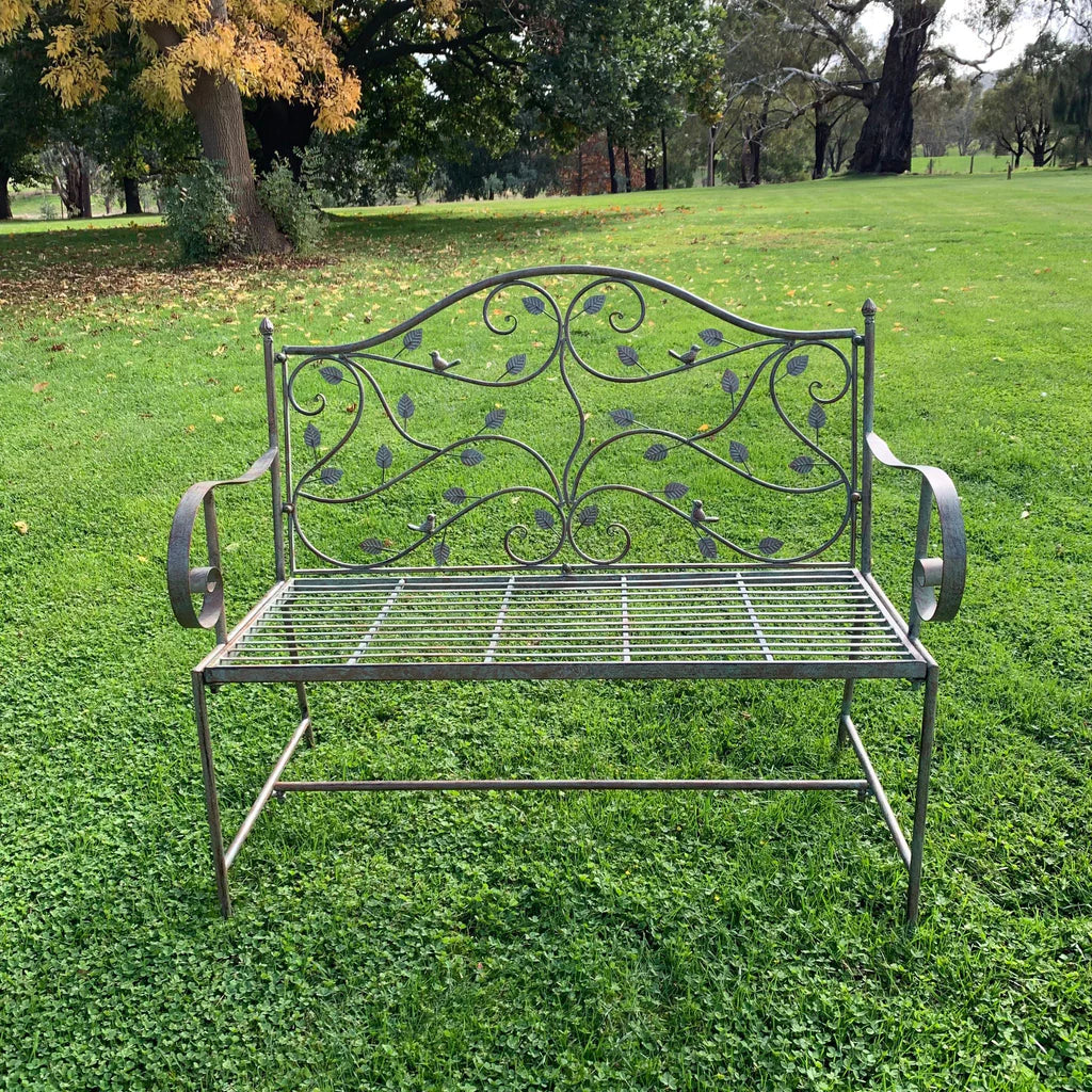 Metallic Leafy Meadow Garden Bench