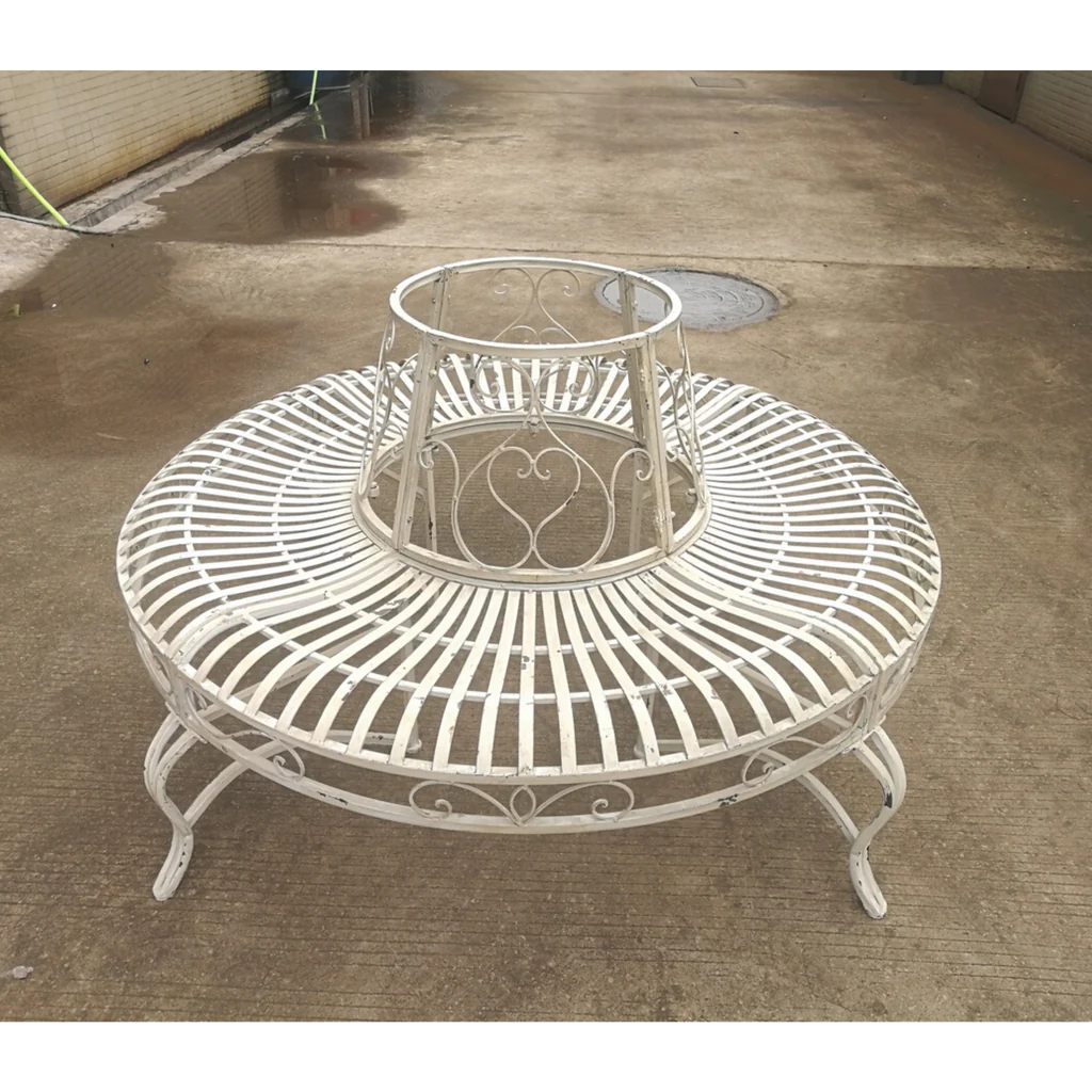 Metalwood Grove Tree Surround Metal Bench - Cream