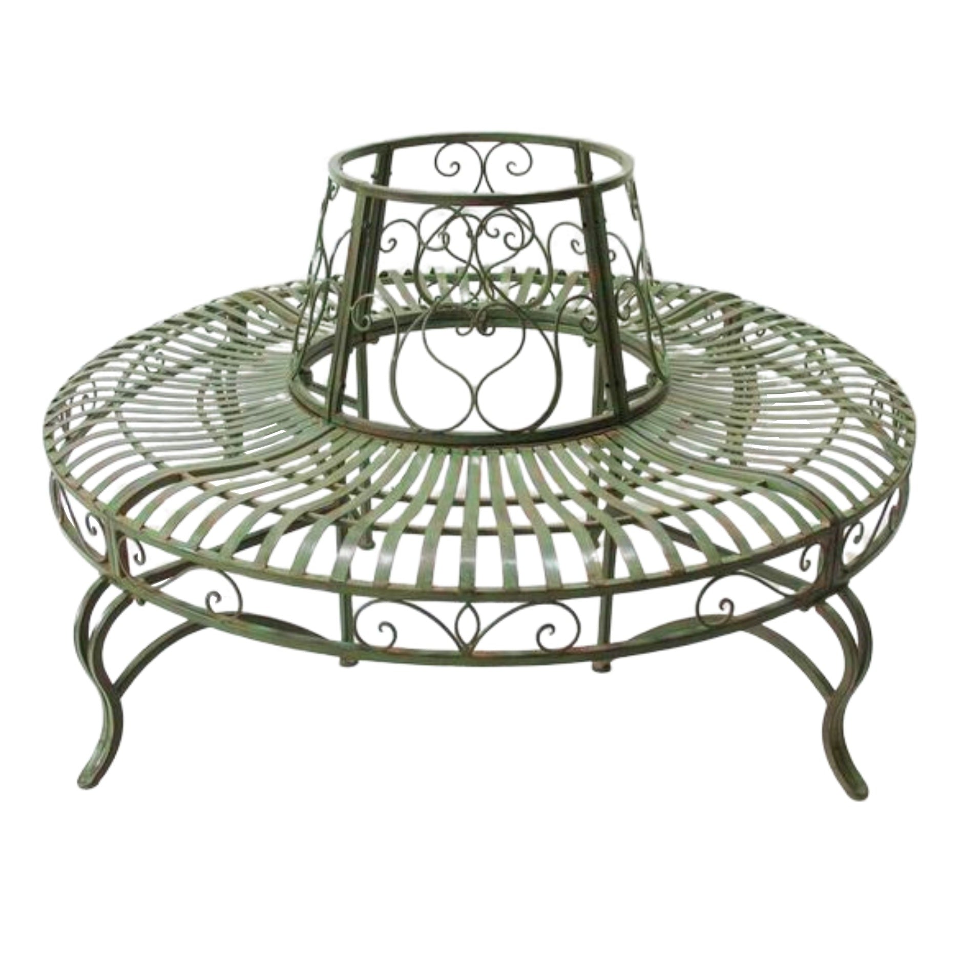 Metalwood Grove Tree Surround Metal Bench - Green