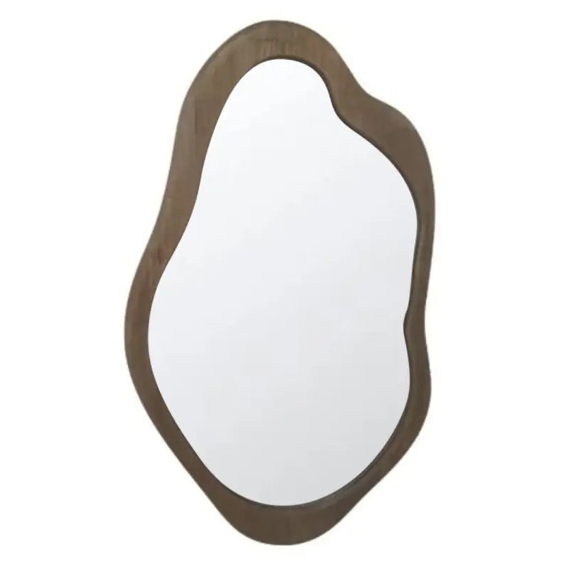 Mid-Century Asymmetric Wood- Framed Wall Mirror - 90cms