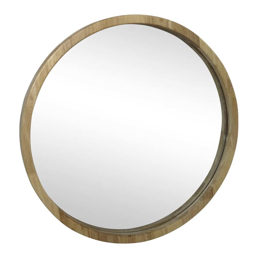 Mid-Century Asymmetric Wood-framed Wall Mirror - 60cms