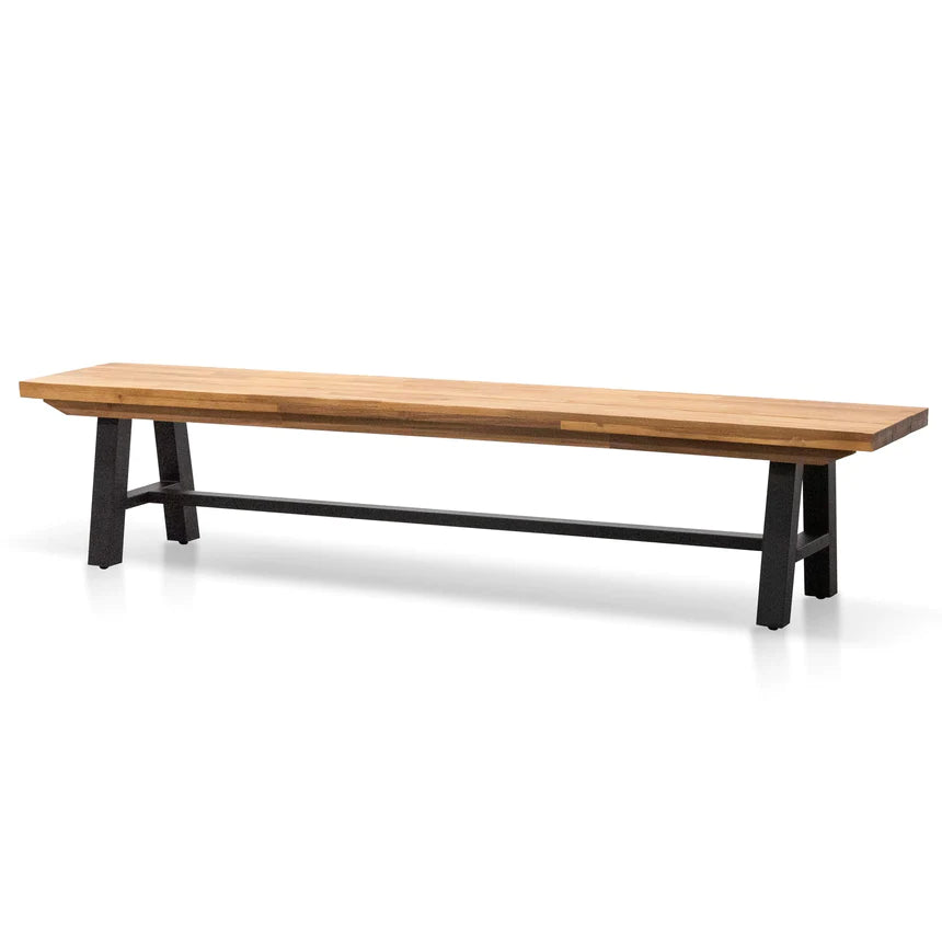 Mid-Century Dining Benches 210cms - Natural & Black
