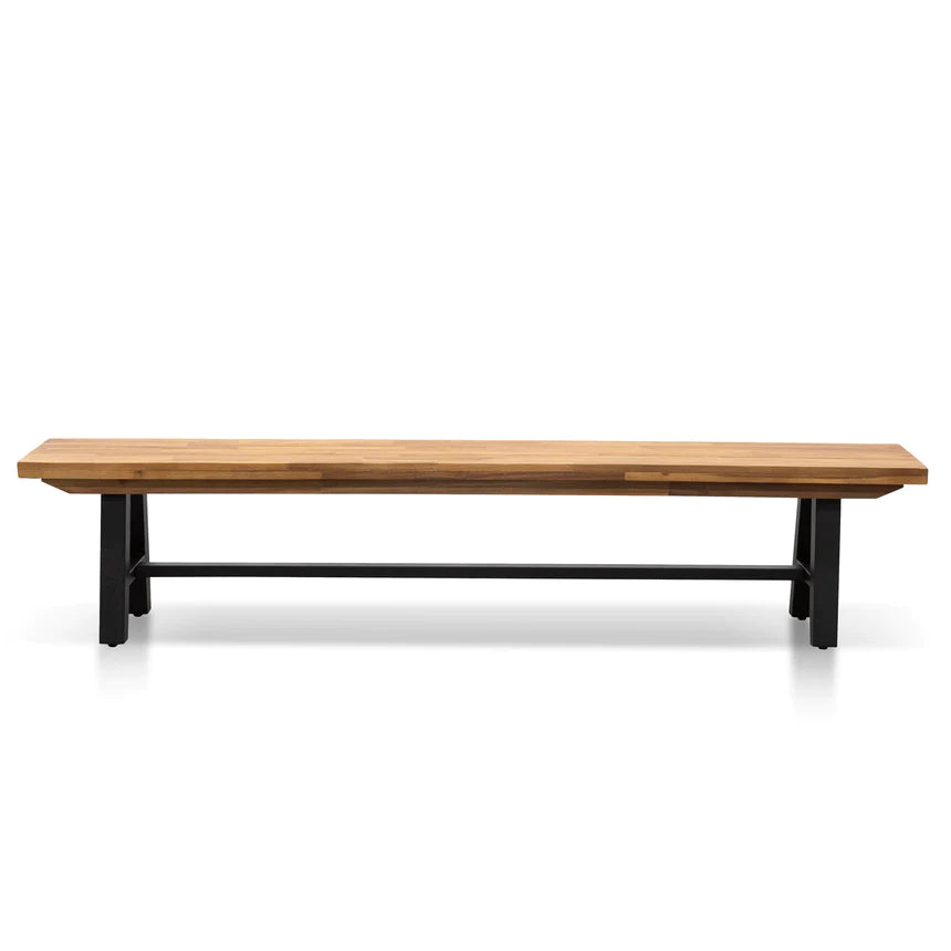Mid-Century Dining Benches 210cms - Natural & Black