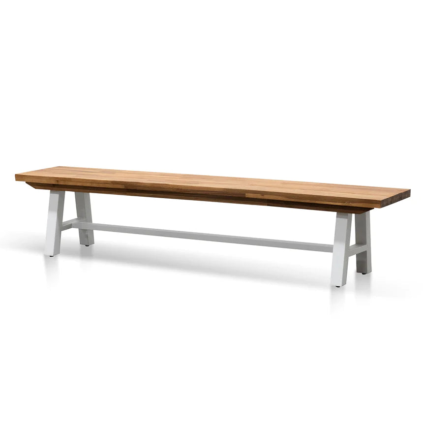 Mid-Century Dining Benches 210cms - Natural & White