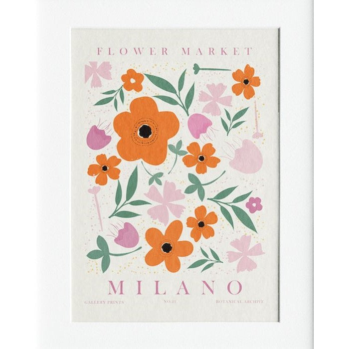 Milano Flower Market Mounted Print Wall Decor - 40x50cms
