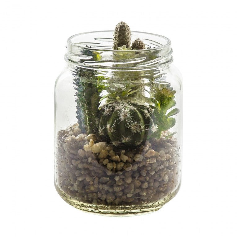 Miniature Artificial Desert Succulent Garden in a Glass Jar