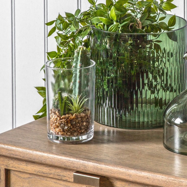 Miniature Artificial Desert Cactus Garden in a Glass Jar