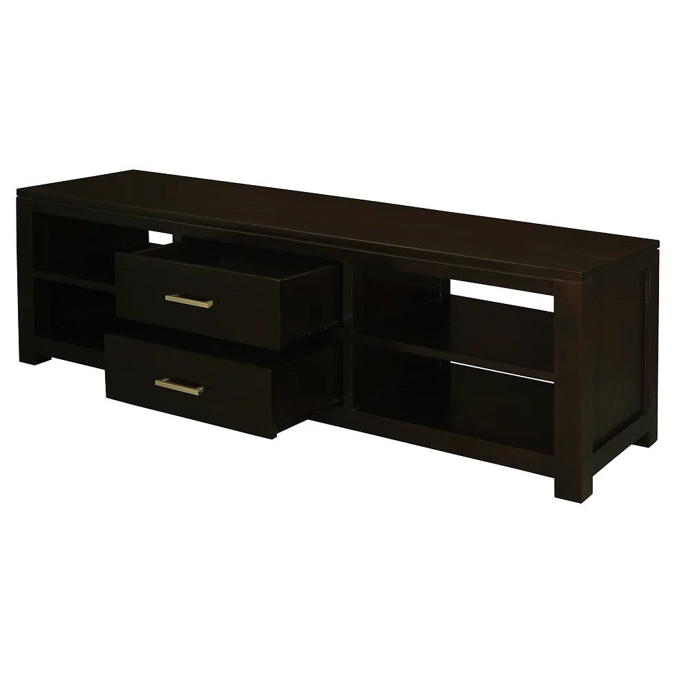 Minimalist 2 Middle Drawer Entertainment Unit - Dark Brown