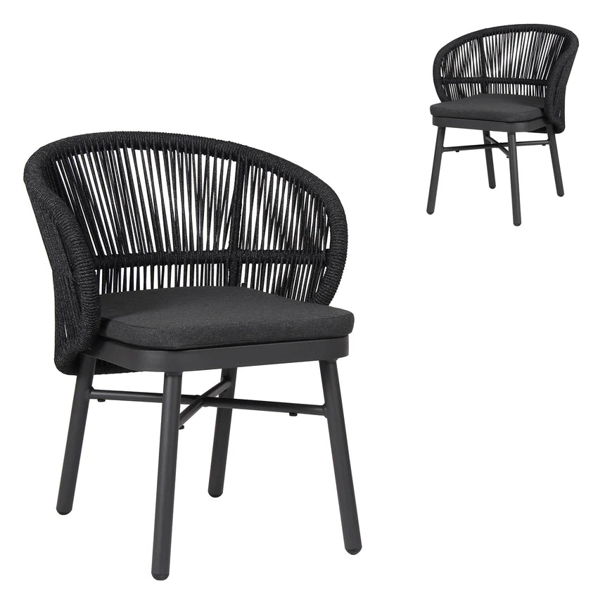 Minimalist Charcoal Black Patio Dining Chair - Set of 2