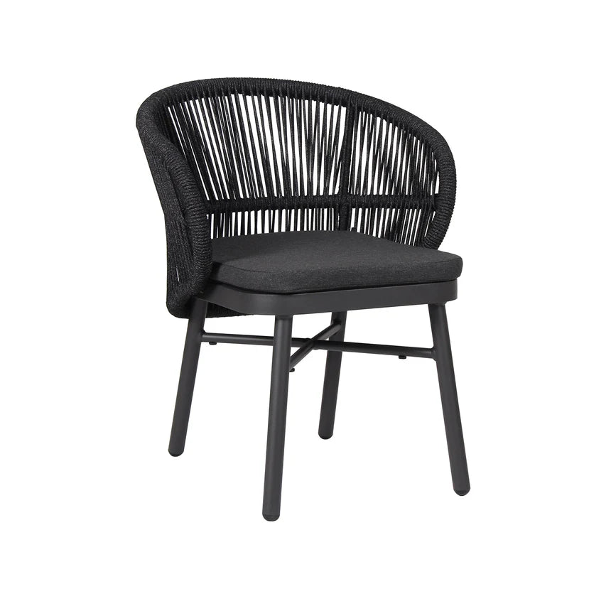 Minimalist Charcoal Black Patio Dining Chair - Set of 2