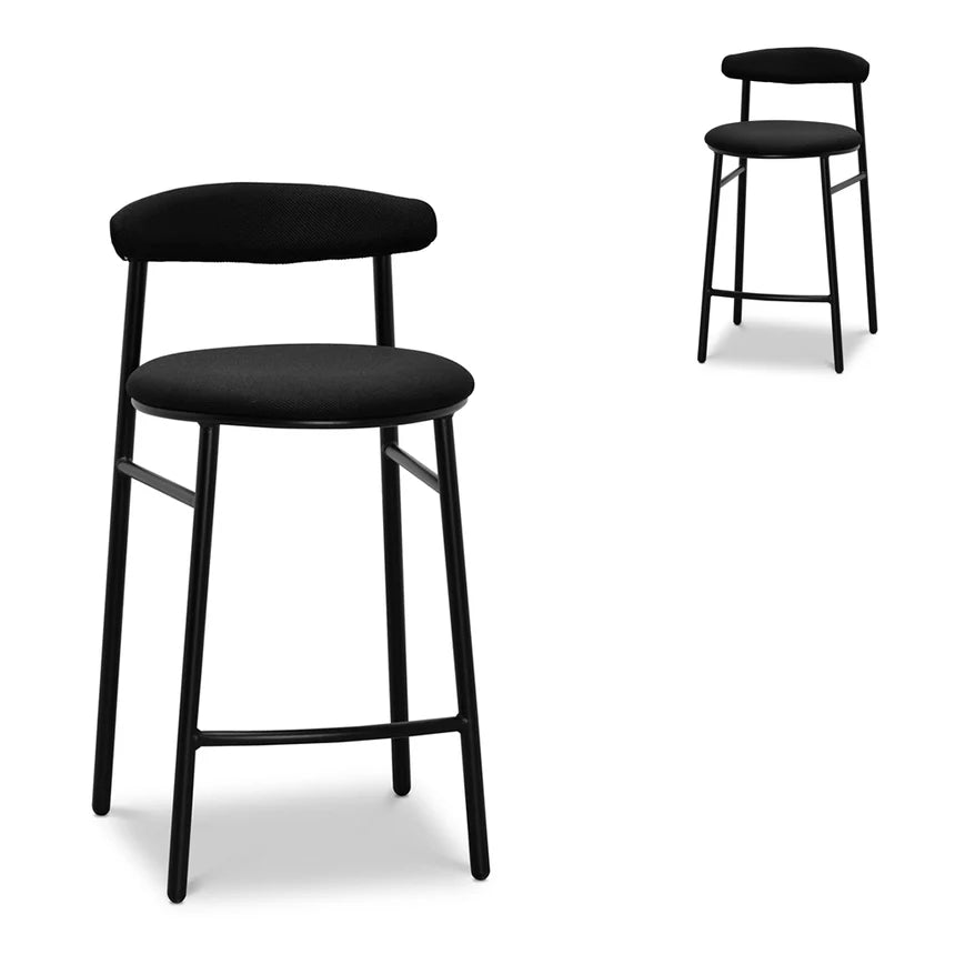 Minimalist Cushioned Bar Stool - Full Black (Set of 2)